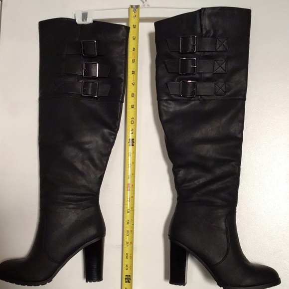 Over the Knee Combat Boots in Black - Picture 1 of 7